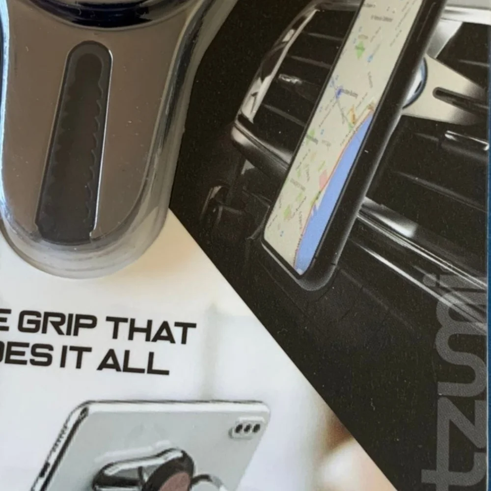 FlipGrip Phone Ring, Stand, & Car Vent Mount - BLUE & GUNMETAL GREY